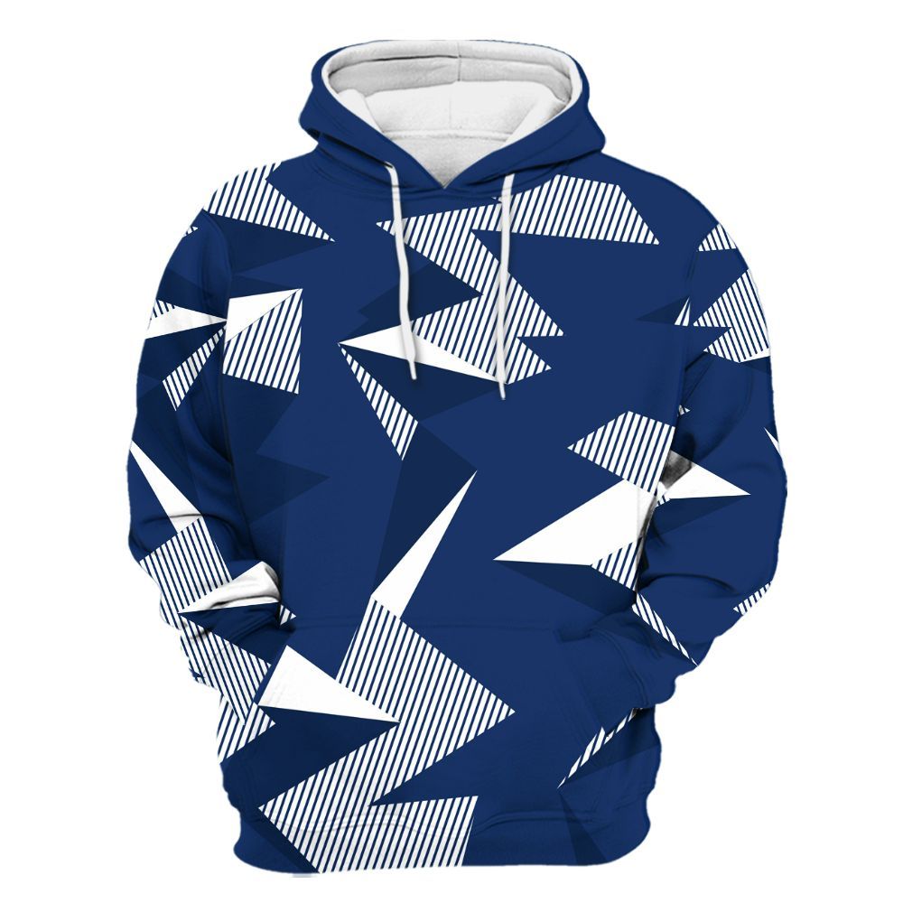 Hoodie To Match High OG Deep Royal Blue 1s - Geometric Camouflage Pattern All Over Print