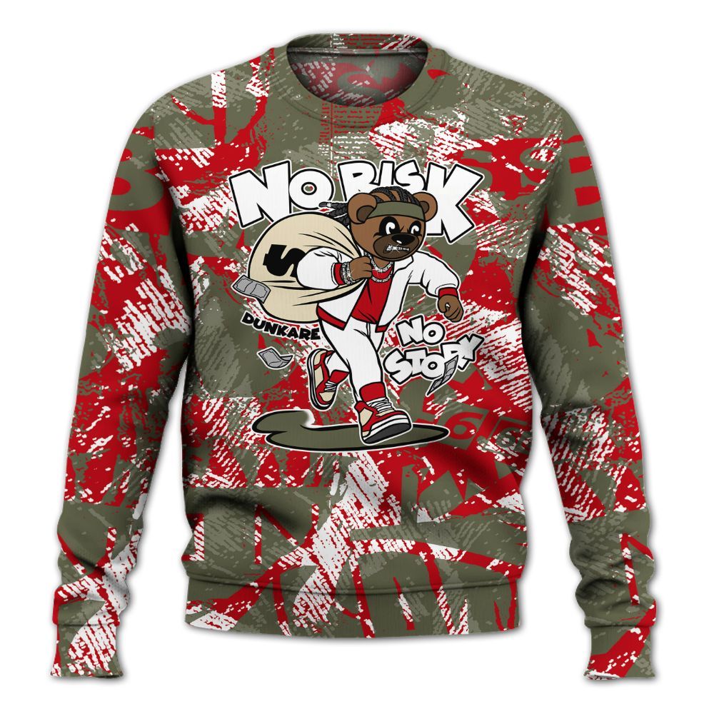 Sweatshirt To Match Low OG Medium Olive 1s - Certain Bear Abstract Graffiti All Over Print