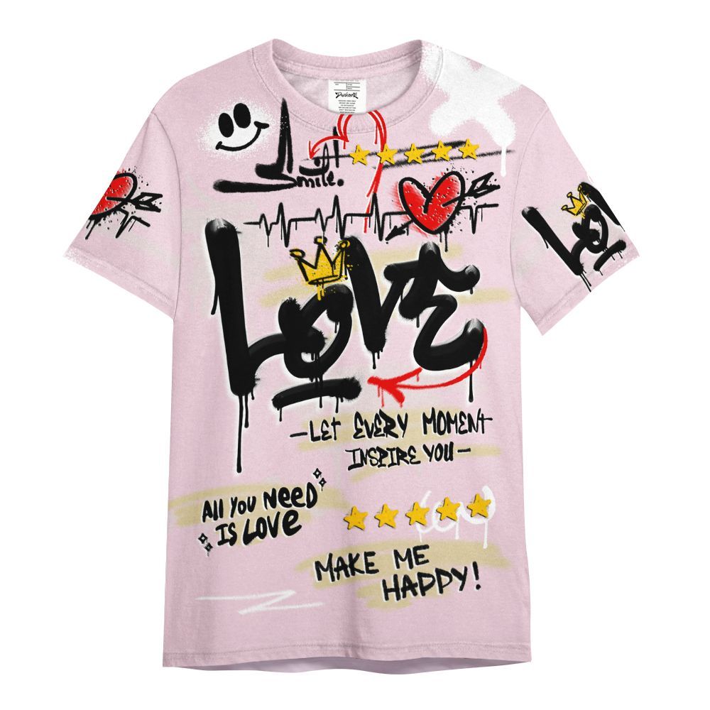 Shirt To Match Denim Iced Carmine 4s - Happy Love Beats Graffiti Streetwear All Over Print