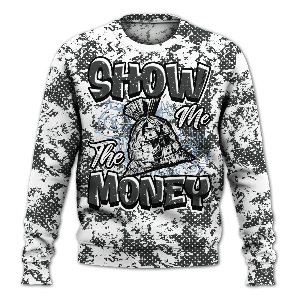 Sweatshirt To Match Reverse Black White 6s - Show Me The Money Retro All Over Print