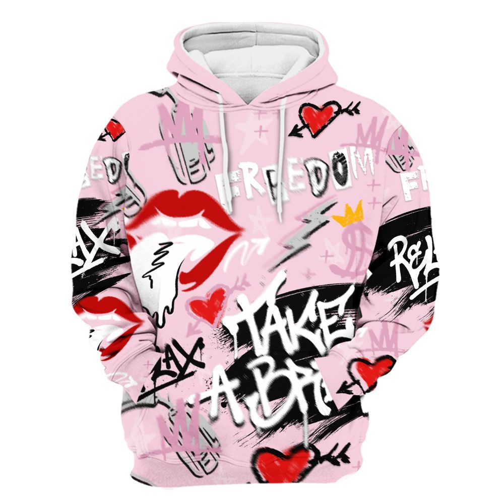 Hoodie To Match Orchid 4s - Take Break Freedom Graffiti Streetwear All Over Print