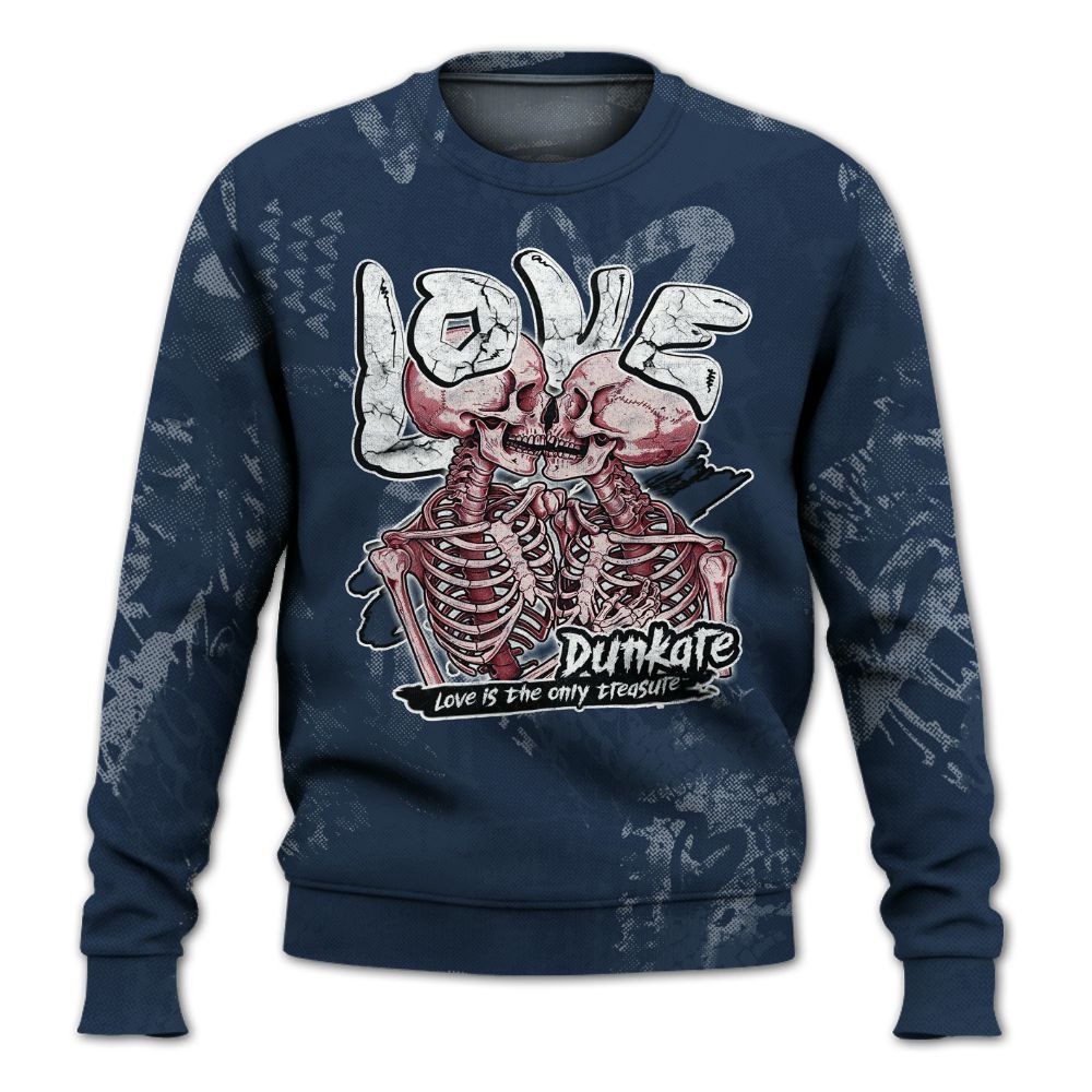 Sweatshirt To Match White Midnight Navy 6s - Skull Love All Over Print