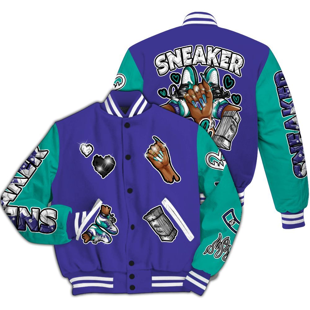 Varsity Jacket To Match Retro Grape 5s - Sneakerz Girlz All Over Print