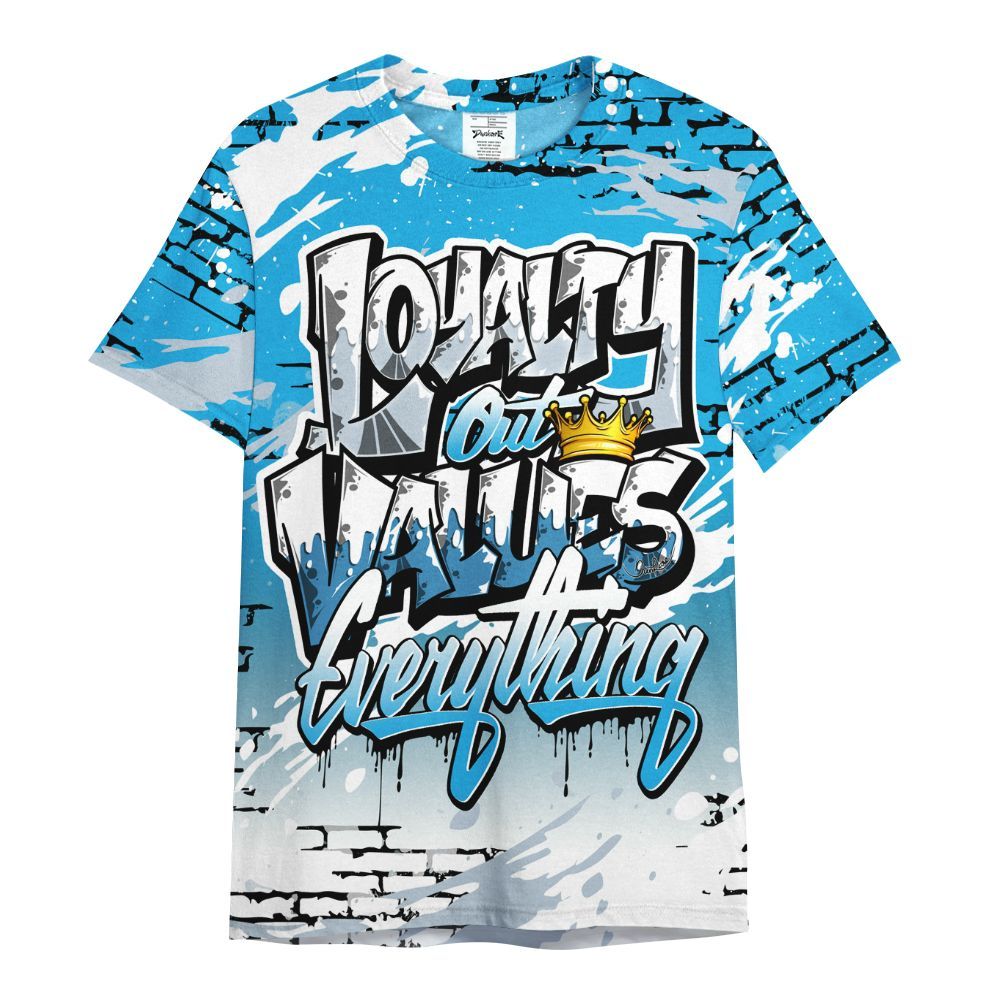 Shirt To Match University Blue Low 2026 11s - Values Of Loyalty Drip All Over Print