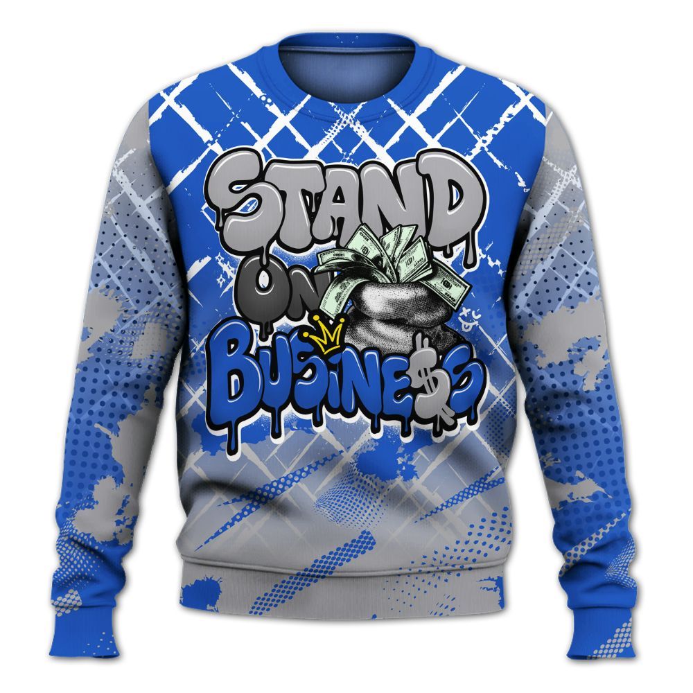 Sweatshirt To Match Retro Stealth 5s - Halftone Stand Business Dripping All Over Print
