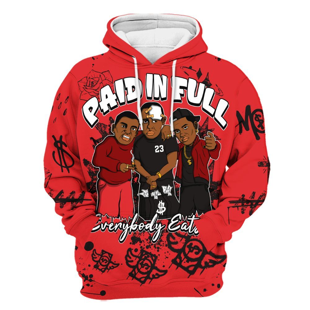 Hoodie To Match Chile Red 9s - Everybody Paid In Full Crayon All Over Print