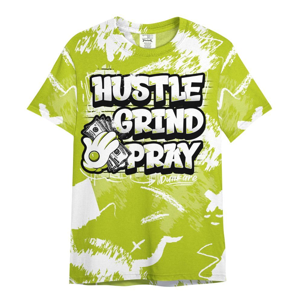Shirt To Match Bright Cactus 13s - Hustle Grind Pray Retro All Over Print