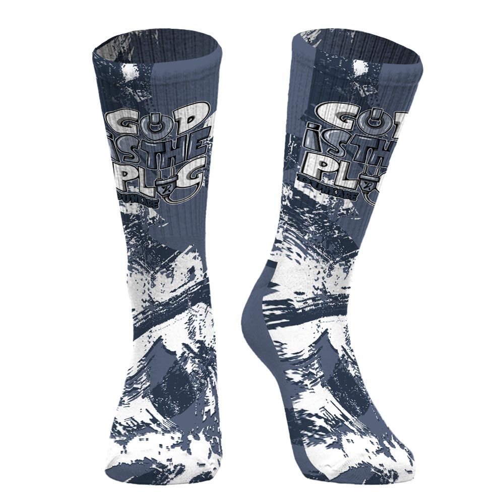 Sock To Match Low Diffused Blue 11s - God Is The Power Cord Circle Splash