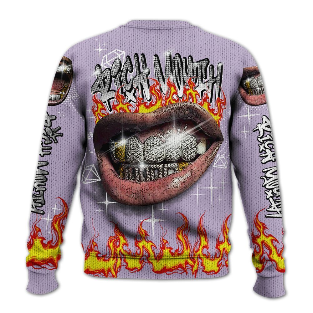 Knitted Sweater To Match Low Pure Violet 11s - Rich Mouth Fire Rap Retro 90s