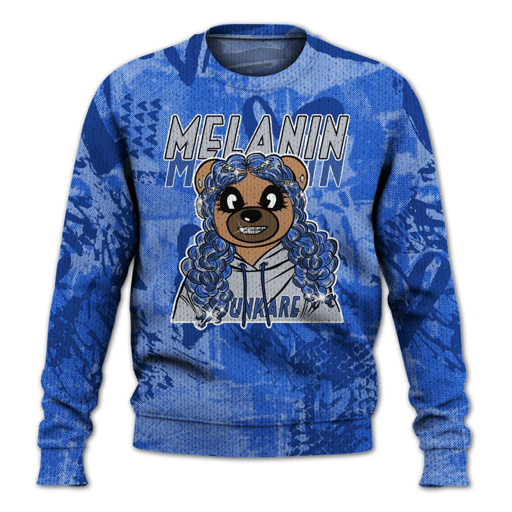 Knitted Sweater To Match Air Foamposite One Royal - Pigments Bear Heart Grunge