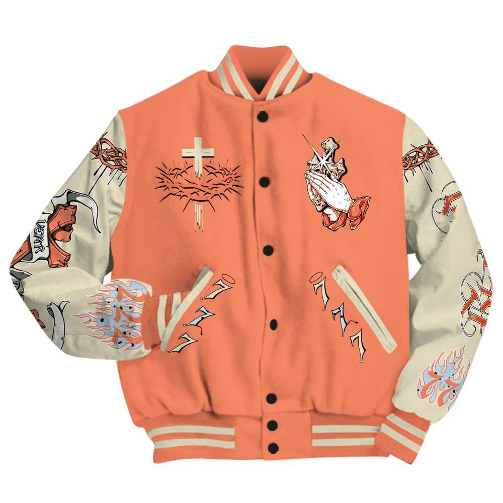 Varsity Jacket To Match DJ Khaled Crimson Bliss 5s - God Blessed Custom Name All Over Print