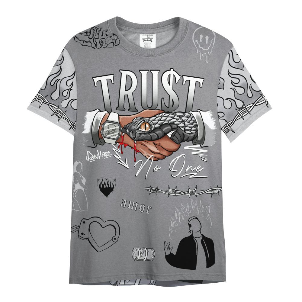 Shirt To Match Retro Wolf Grey 5s - Snake Trust No One All Over Print
