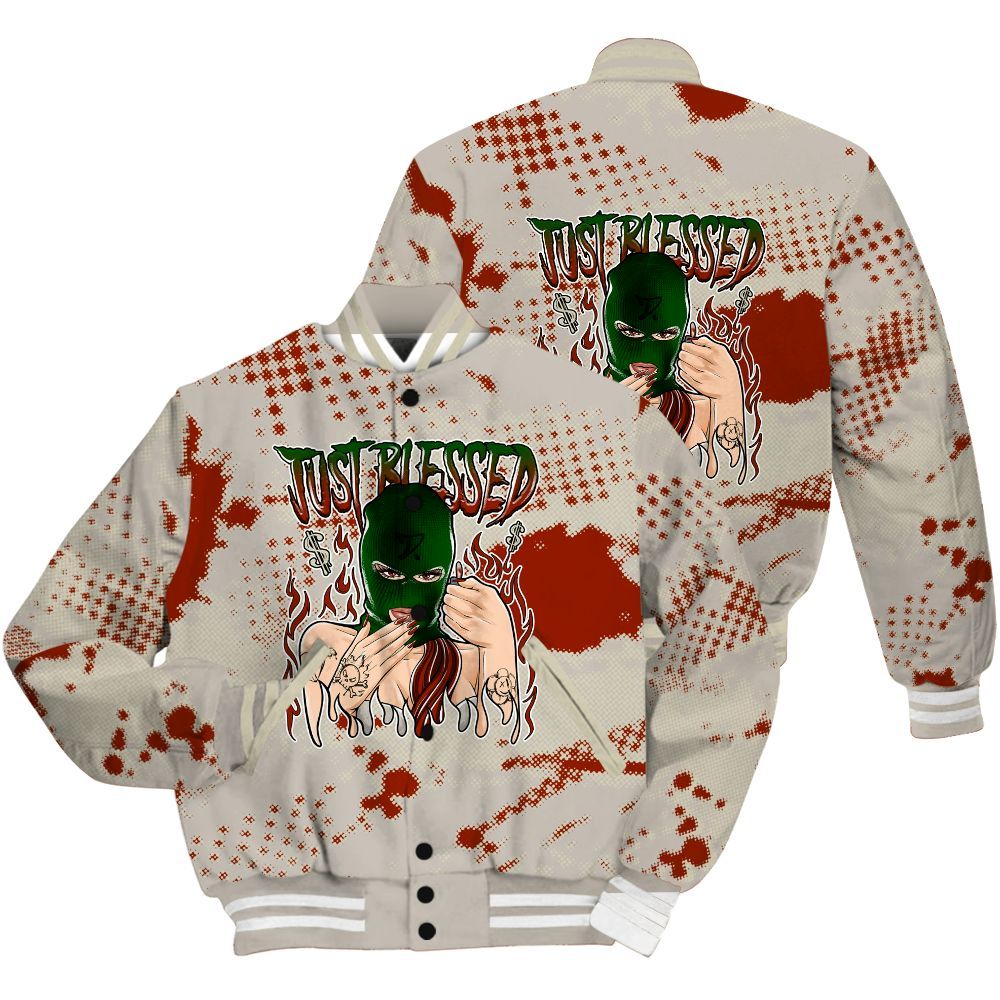 Varsity Jacket To Match El Grito 5s Shirt - Blessed!! Smoke Dot All Over Print