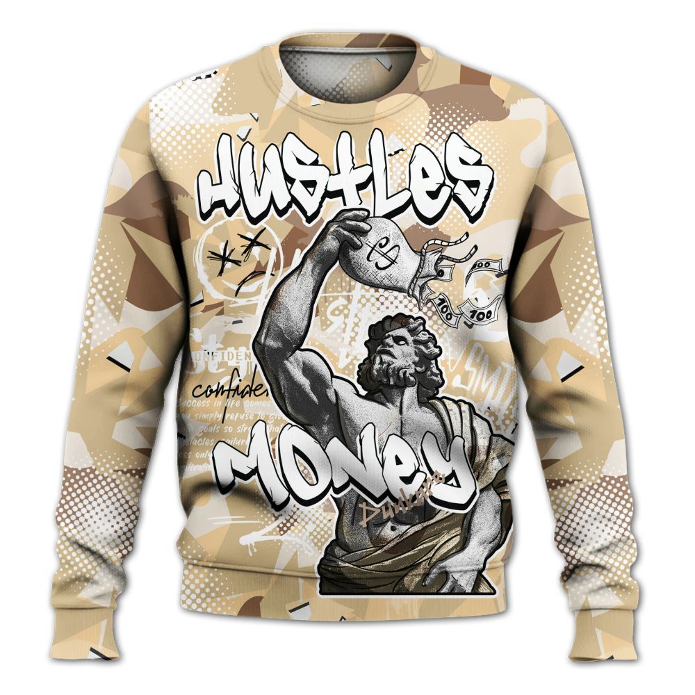 Sweatshirt To Match Desert Camo 3s - Huslte Money Retro All Over Print