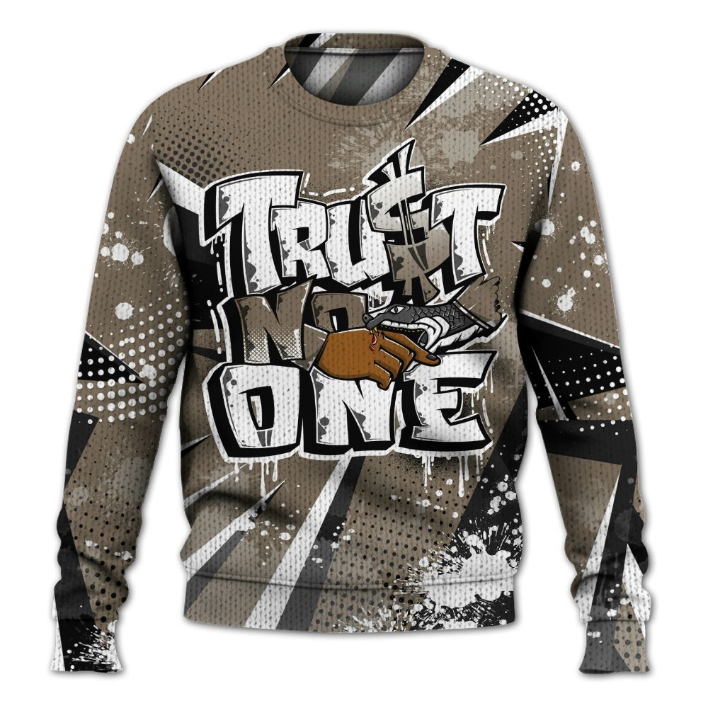 Knitted Sweater To Match Low OG Dark Mocha 1s - Poly Trust No One Dripping