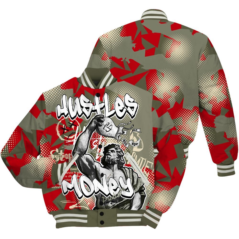 Varsity Jacket To Match Low OG Medium Olive 1s - Huslte Money Retro All Over Print
