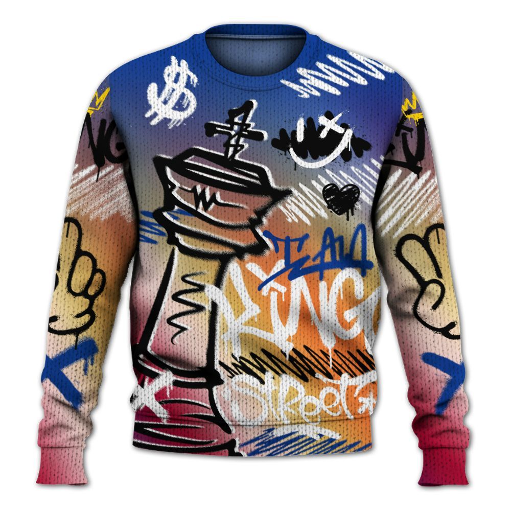 Knitted Sweater To Match Air Griffey Max Los Angeles 1s - Street King Chess Streetwear