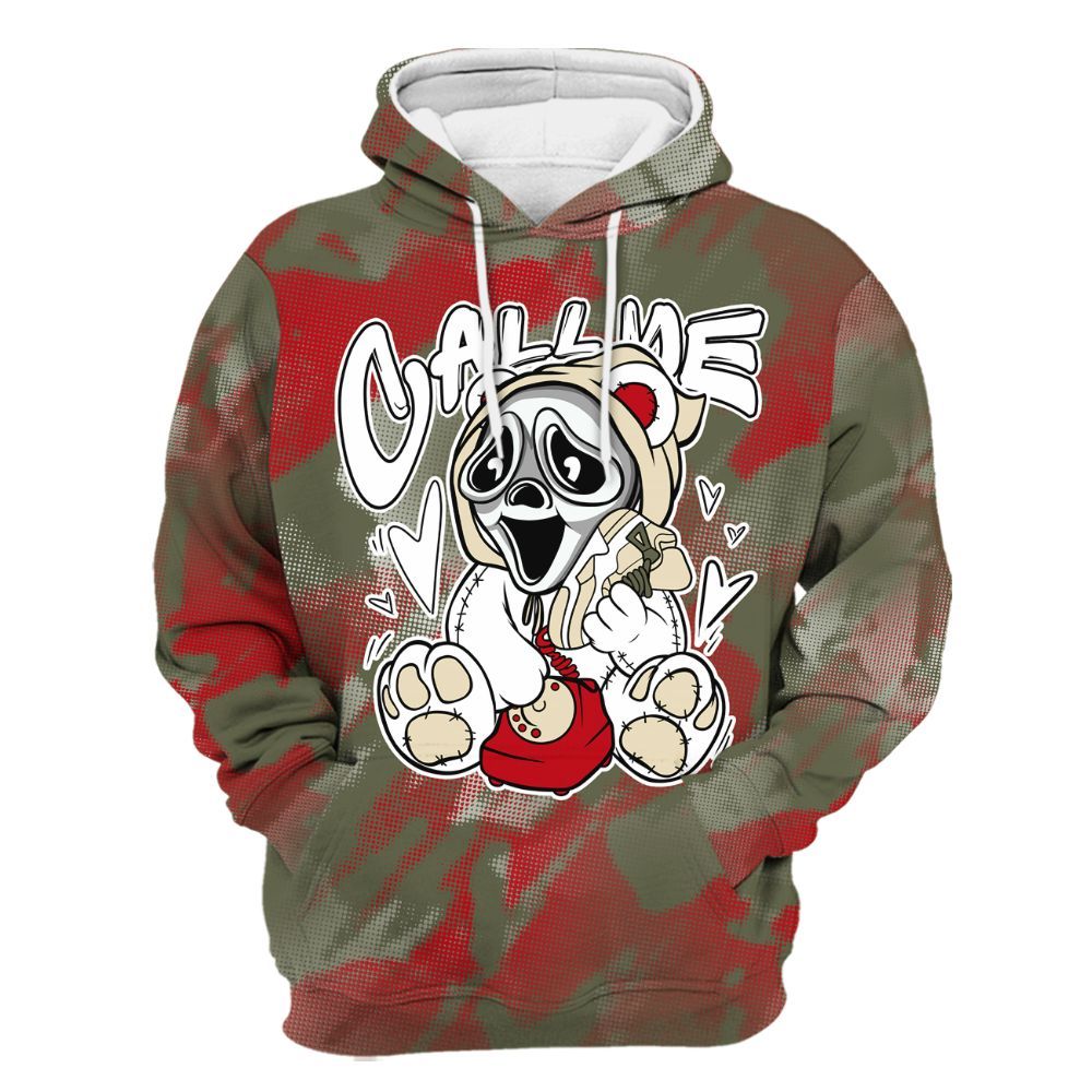 Hoodie To Match Travis Scott Low OG Medium Olive 1s - Call Me Bear Abstract Halftone All Over Print