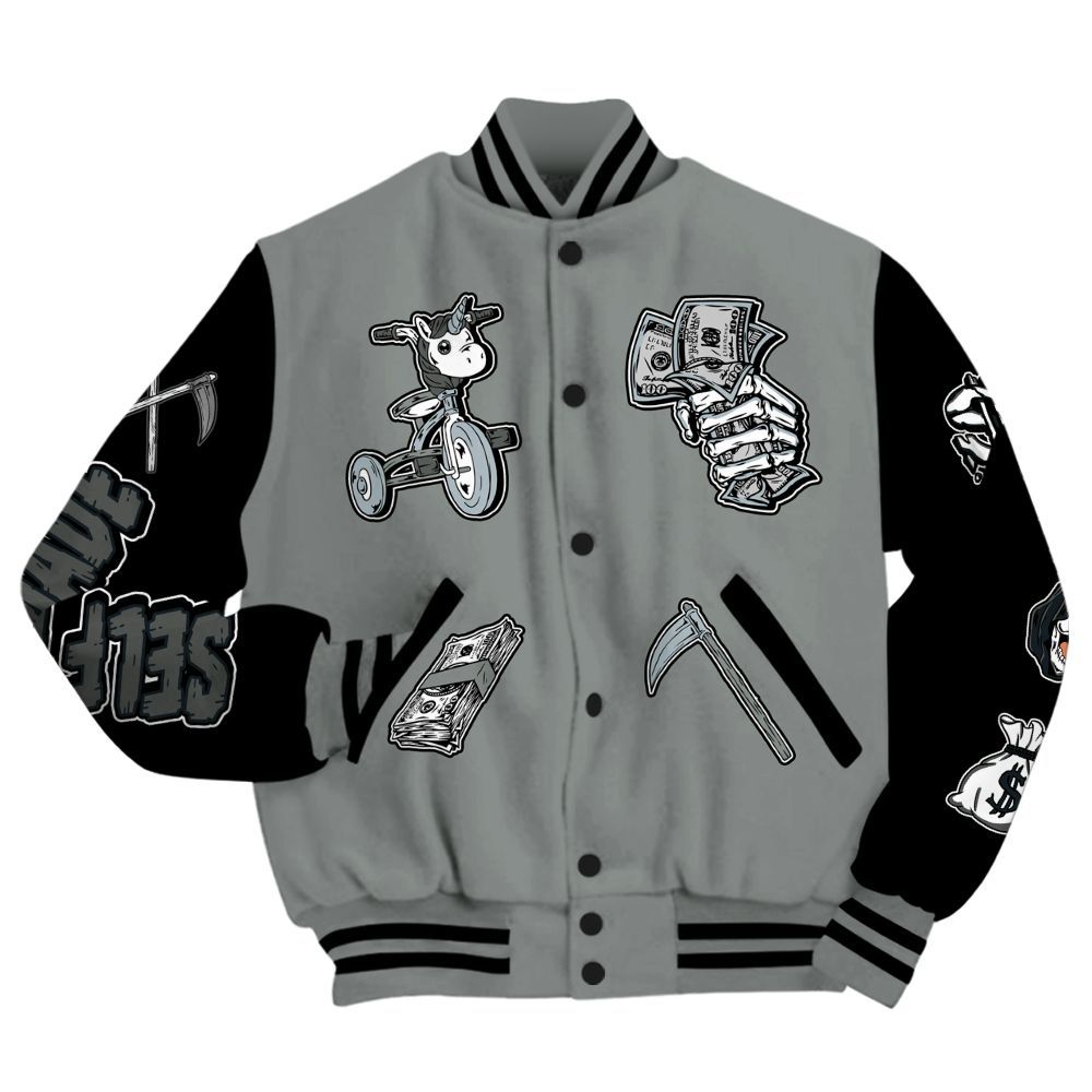 Varsity Jacket To Match Retro Georgetown 6s - Self Make Skeleton All Over Print