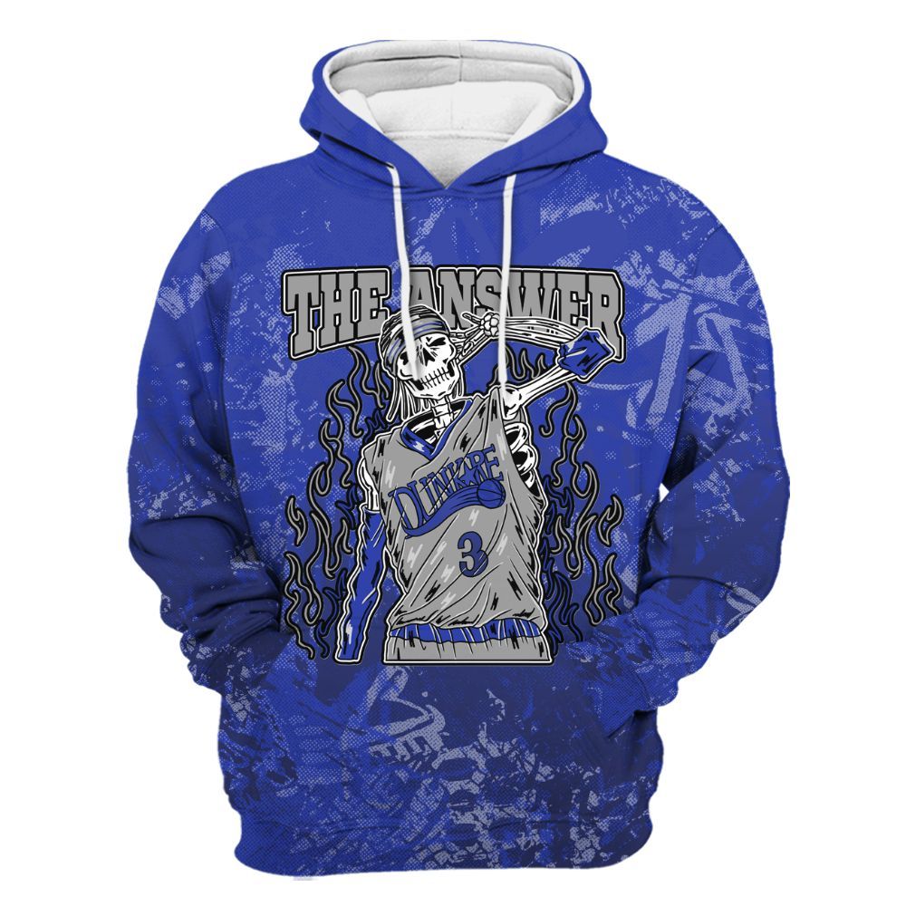Hoodie To Match Air Max Plus Black Racer Blue - Allen Answer Skeleton Heart All Over Print