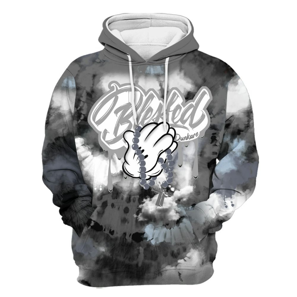 Hoodie To Match Cool Grey 6s - God Blessed Tie Dye All Over Print