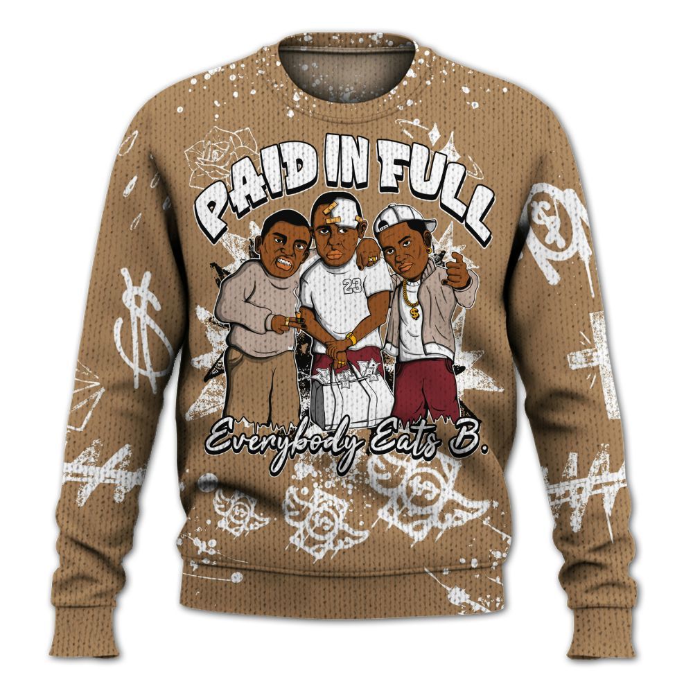 Knitted Sweater To Match Kobe 4 Gold Medal - Everybody Paid In Full Crayon