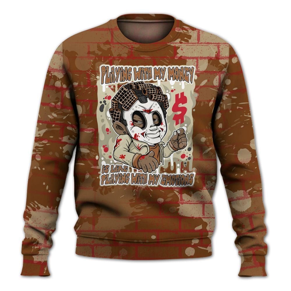 Sweatshirt To Match Archaeo Brown 5s - Playing With My Money Graphic Halloween All Over Print