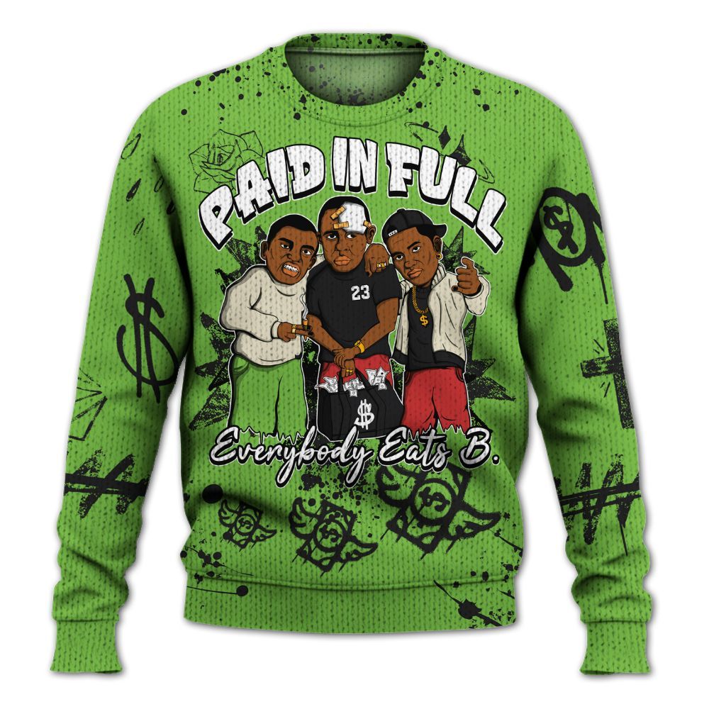 Knitted Sweater To Match Air Max Waffle SP Action Green - Everybody Paid In Full Crayon