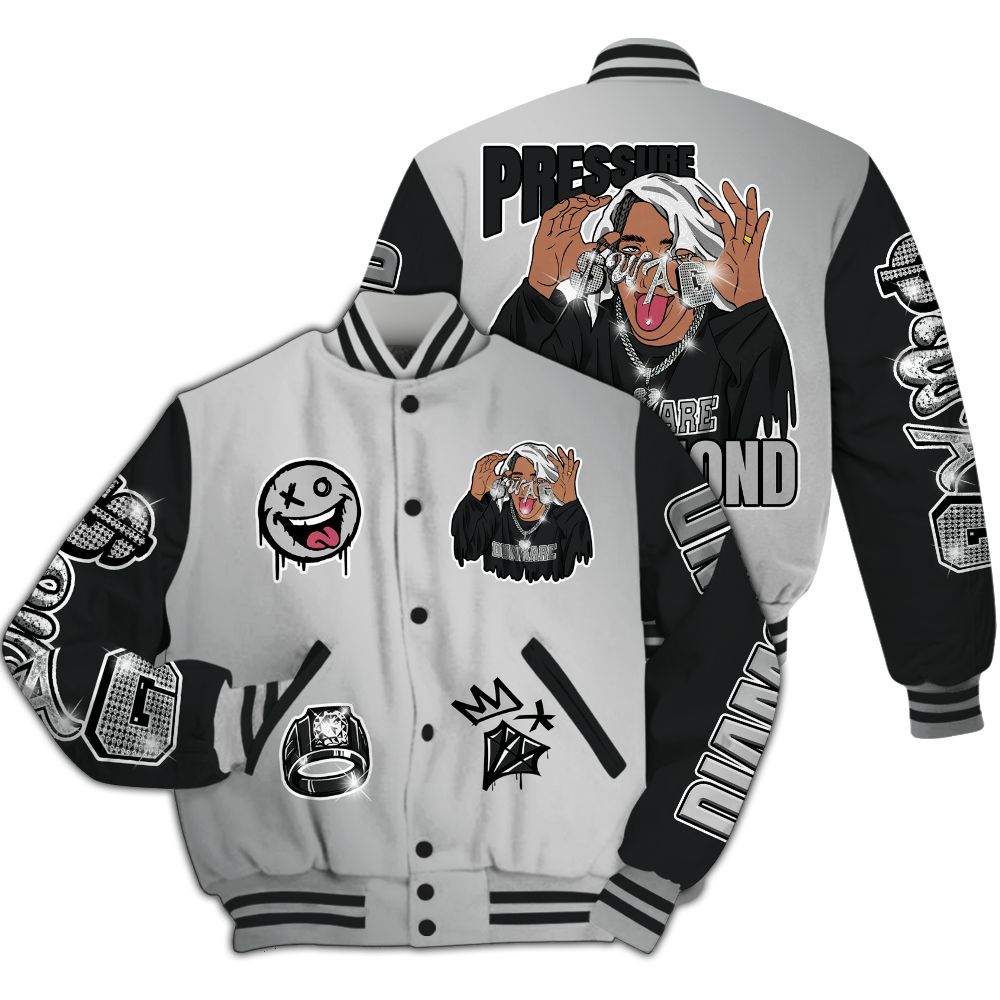 Varsity Jacket To Match Metallic Silver 14s - Pressures Makes Varsity Jacket To Match All Over Print
