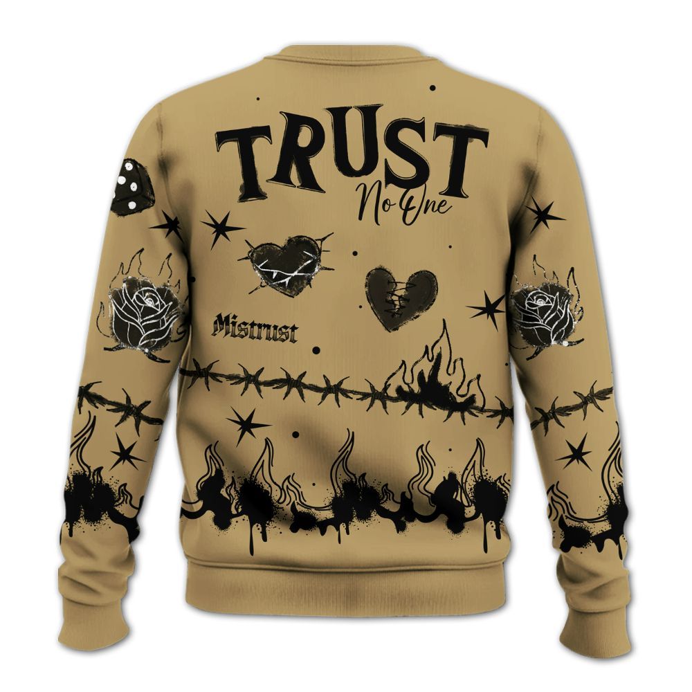 Sweatshirt To Match High OG Black Metallic Gold 1s - Trust No One Snake-Bite Doodle Crayon All Over Print