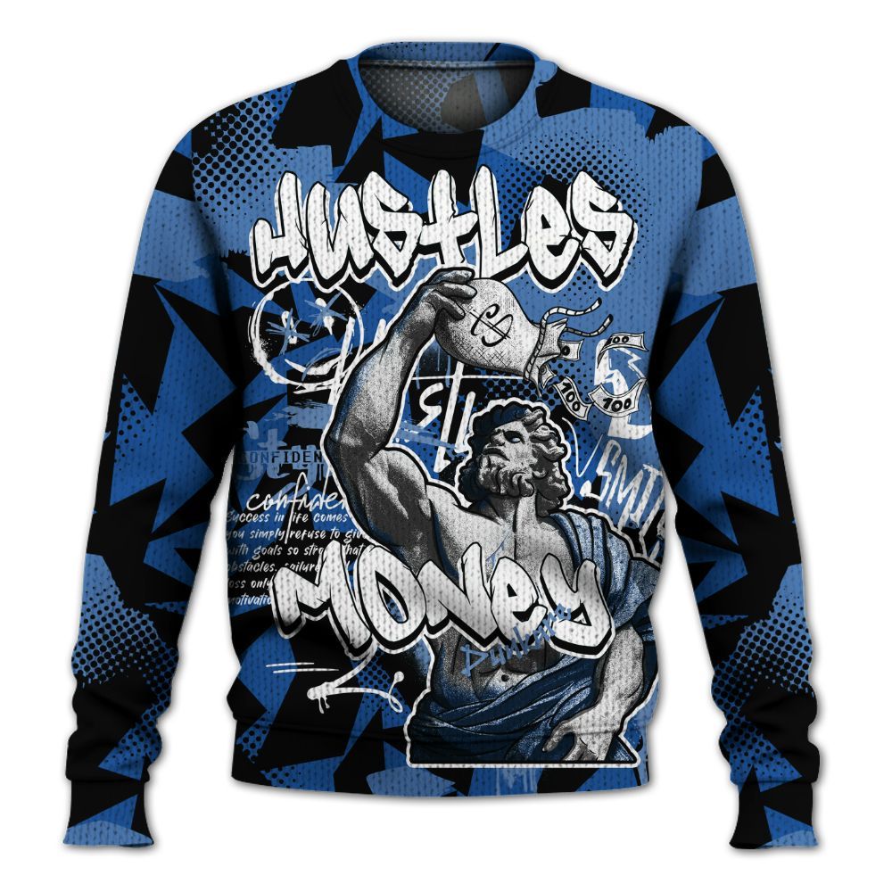 Knitted Sweater To Match Low Space Royal 11s - Huslte Money Retro