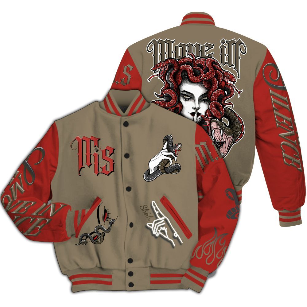 Varsity Jacket To Match Olive 9s - Girl Move In Silence All Over Print