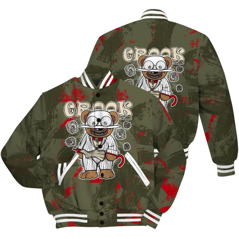 Varsity Jacket To Match Travis Scott Low OG Medium Olive 1s Shirt - Swindler Bear Circle Slpash All Over Print