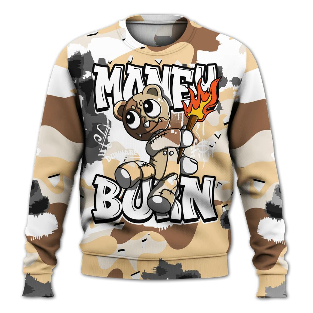 Sweatshirt To Match Desert Camo 3s - Money Burn Retro All Over Print