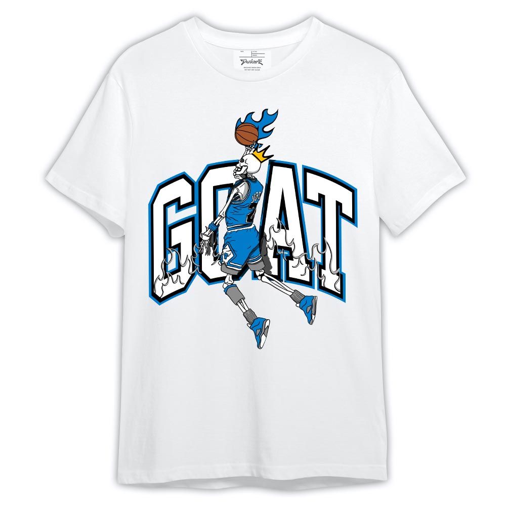 Shirt To Match Industrial Blue 4s - G.O.A.T Skeleton Fire Military Blue 4s Shirt Outfit