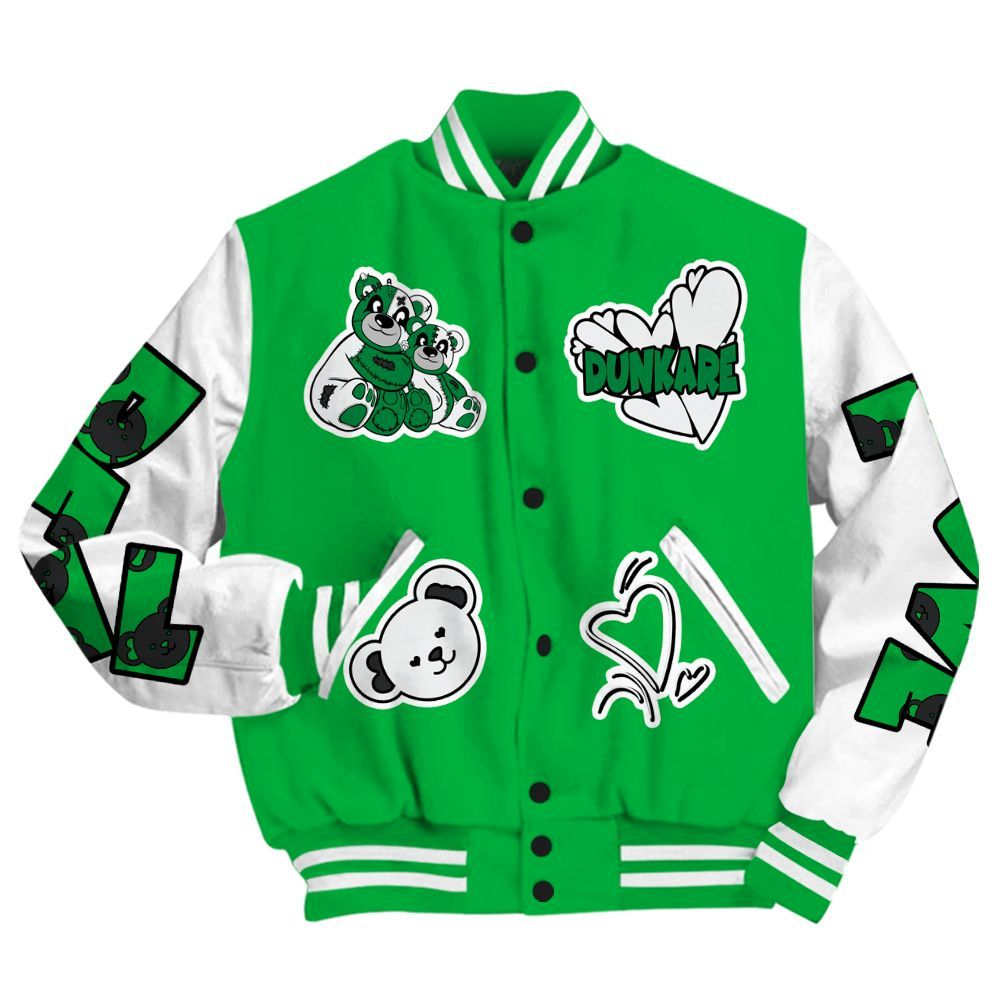 Varsity Jacket To Match Lucky Green 5s - Sincere Fondness Bear All Over Print
