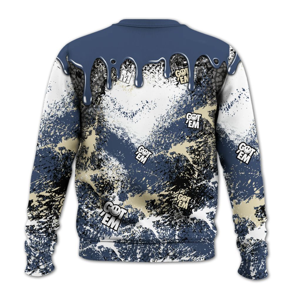 Sweatshirt To Match Diffused Blue 3s - Dripping 23 Drip All Over Print