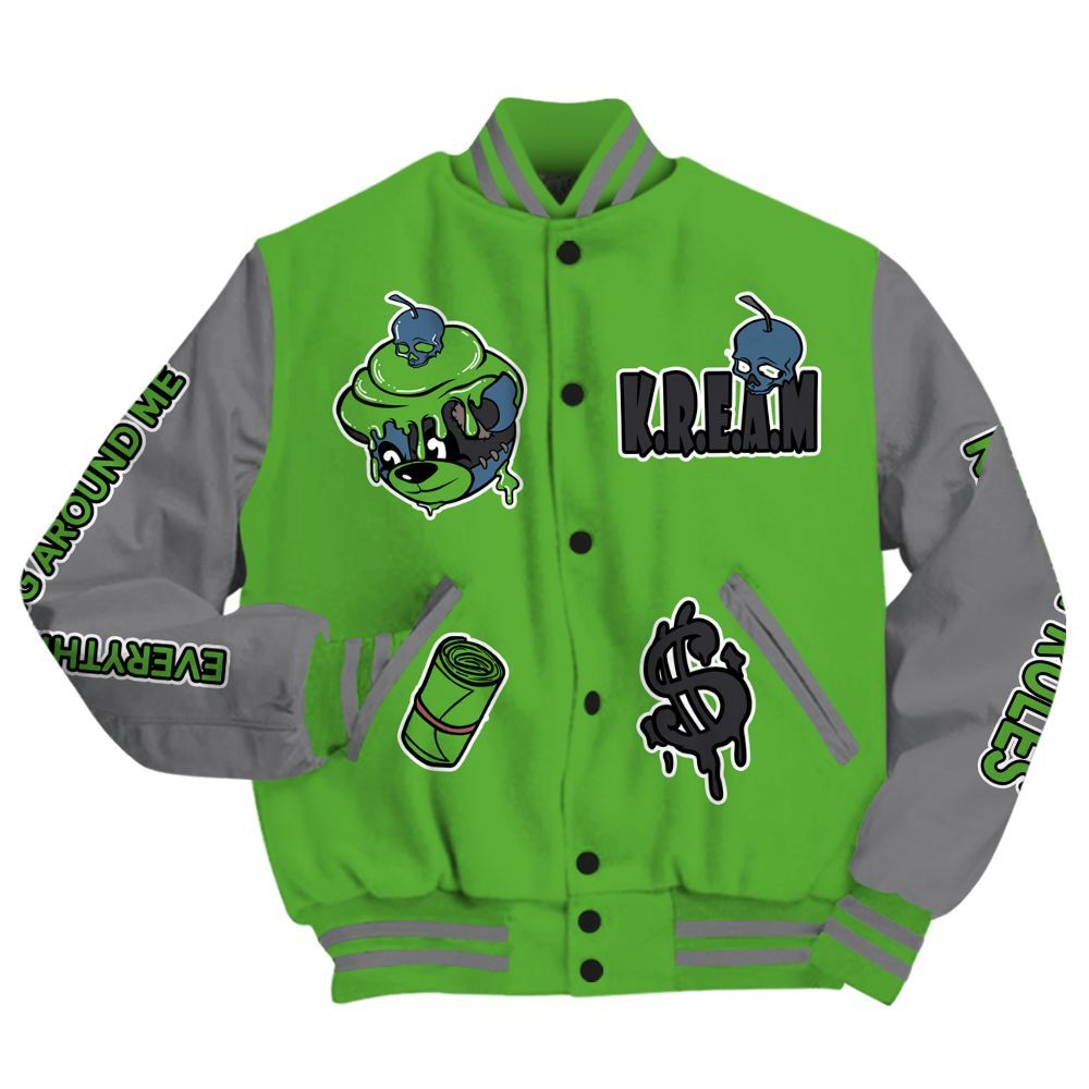 Varsity Jacket To Match Retro Green Bean 5s - Loot Bear All Over Print