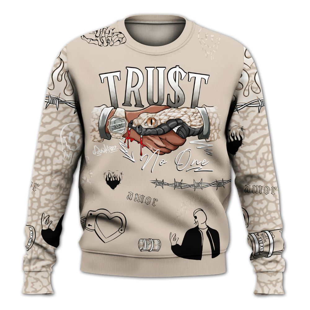 Sweatshirt To Match Desert Sand 3s - Snake Trust No One All Over Print