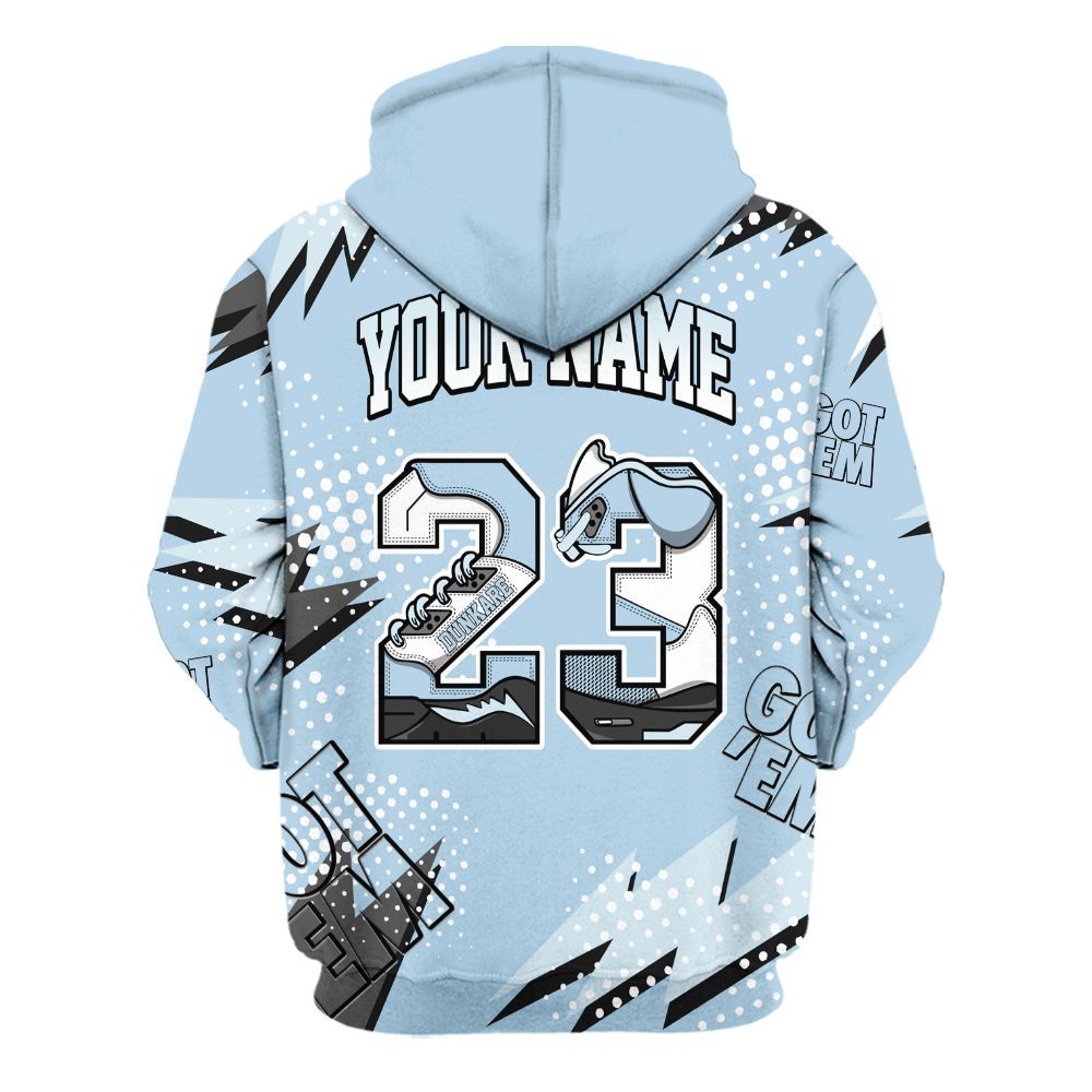 Hoodie To Match Foamposite One Psychic Blue - 23 Custom Name 5s All Over Print
