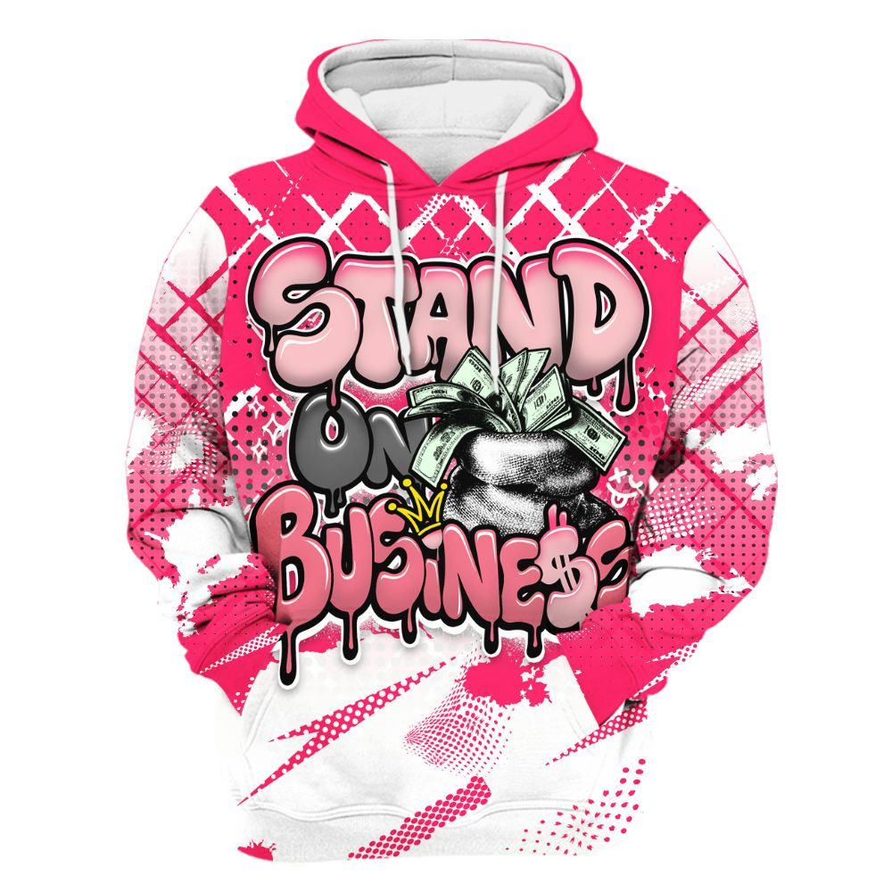 Hoodie To Match A'One Hyper Pink Shirt, Halftone Stand Business Dripping All Over Print