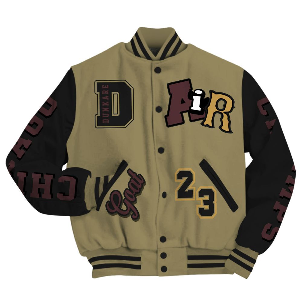 Varsity Jacket To Match Black Olive 7s - AIR Number 23 GOAT All Over Print