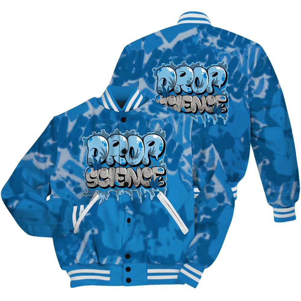 Varsity Jacket To Match Industrial Blue 4s Shirt - Drop Science Street All Over Print