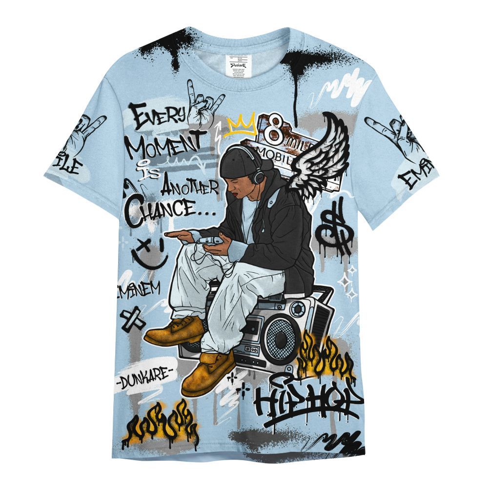 Shirt To Match Foamposite One Psychic Blue - 8Mile Movie Graffiti All Over Print