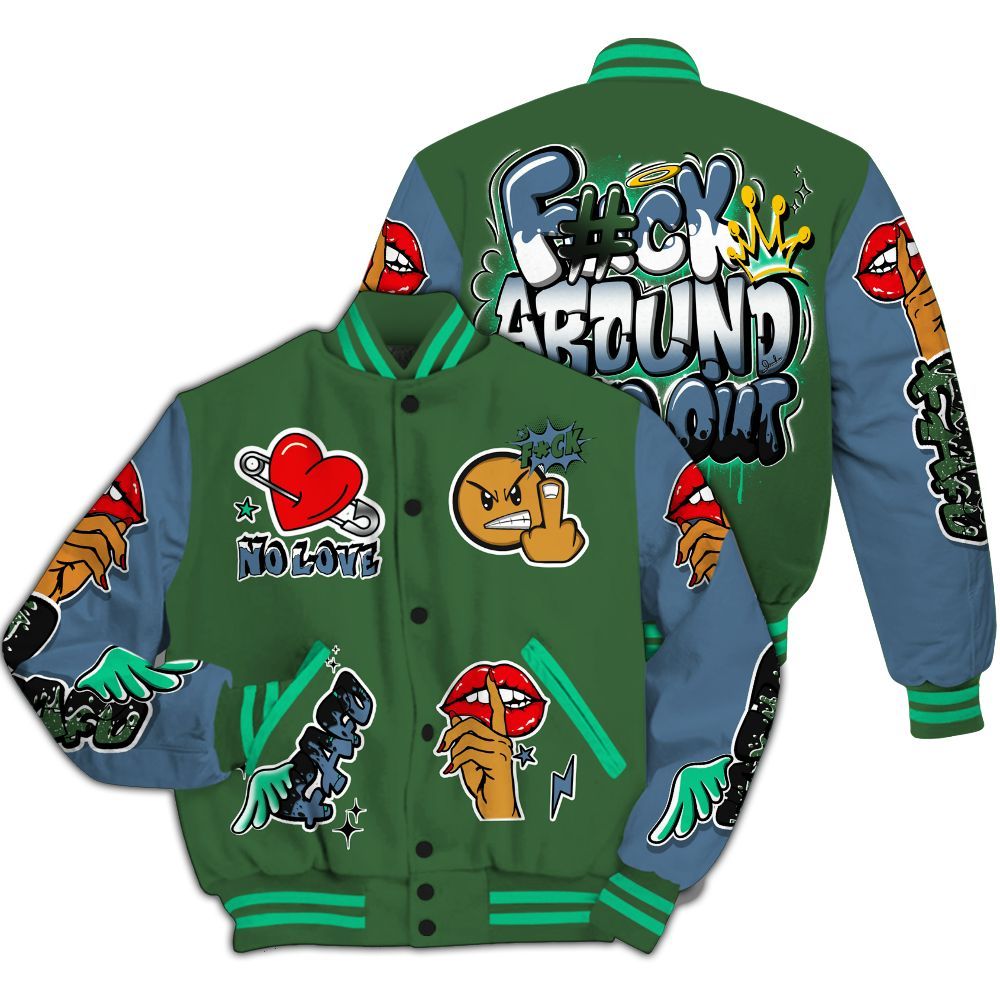 Varsity Jacket To Match Foamposite Pro Pine Green 2025 - FK Around Find Out All Over Print