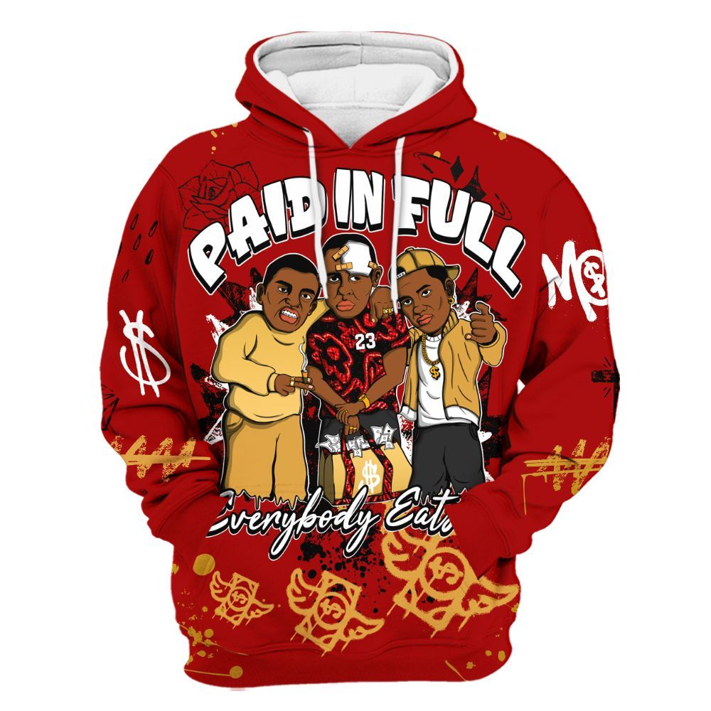 Hoodie To Match OG Low Last Dance At The Garden 1s - Everybody Paid In Full Crayon All Over Print