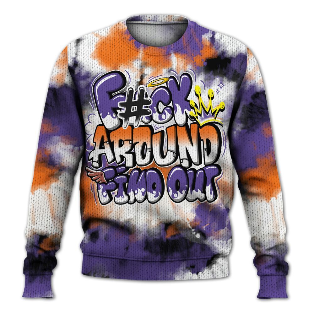 Knitted Sweater To Match Air Max Waffle SP Voltage Purple - Tie Dye FK Around Find Out