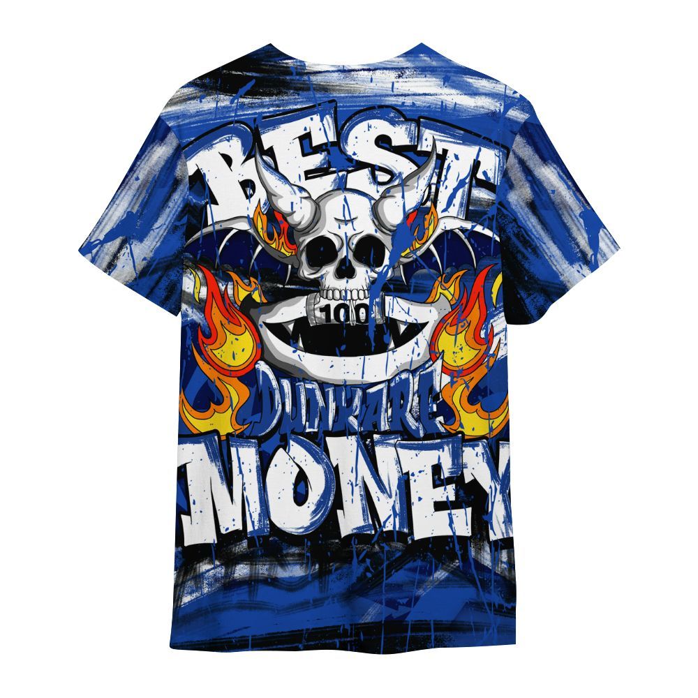 Shirt To Match Air Foamposite One Royal - Money Skull Smile Fire All Over Print