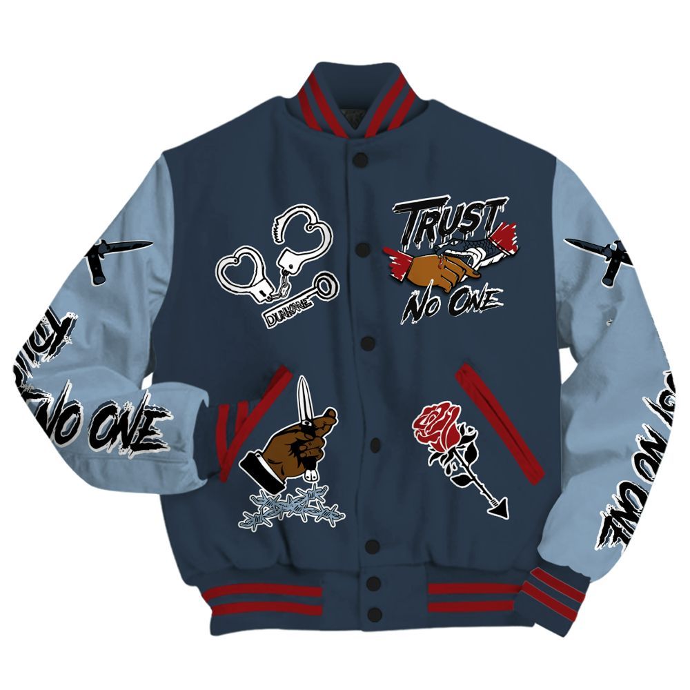 Varsity Jacket To Match Retro Olympic 6s - Trust No One Dripping All Over Print
