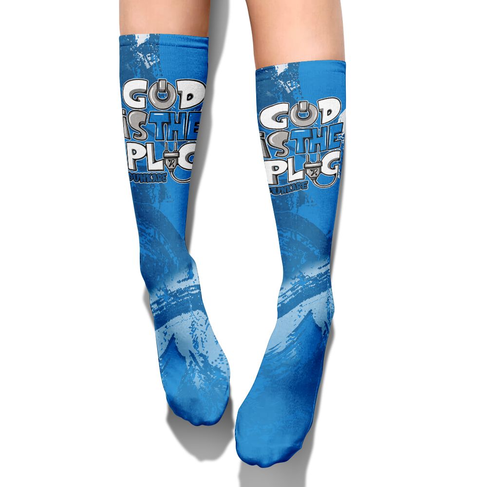 Sock To Match Military Blue 4s - God Is The Power Cord Circle Splash